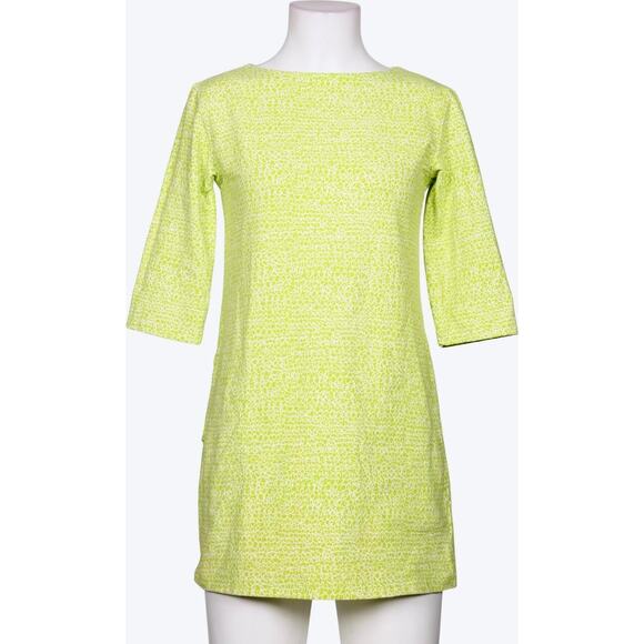 EUC Marimekko 100% Cotton Dress Medium Lime Green White‎ Abstract Print Tunic - Picture 1 of 16